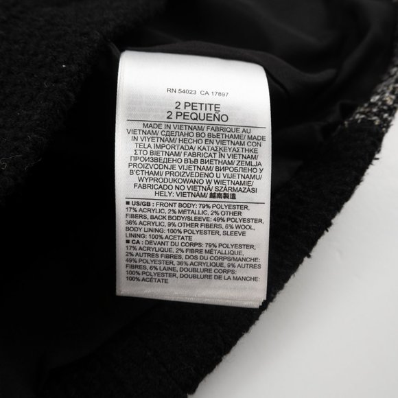 NEW BANANA REPUBLIC black/grey asymmetrical blazer size 2 P - Picture 7 of 8